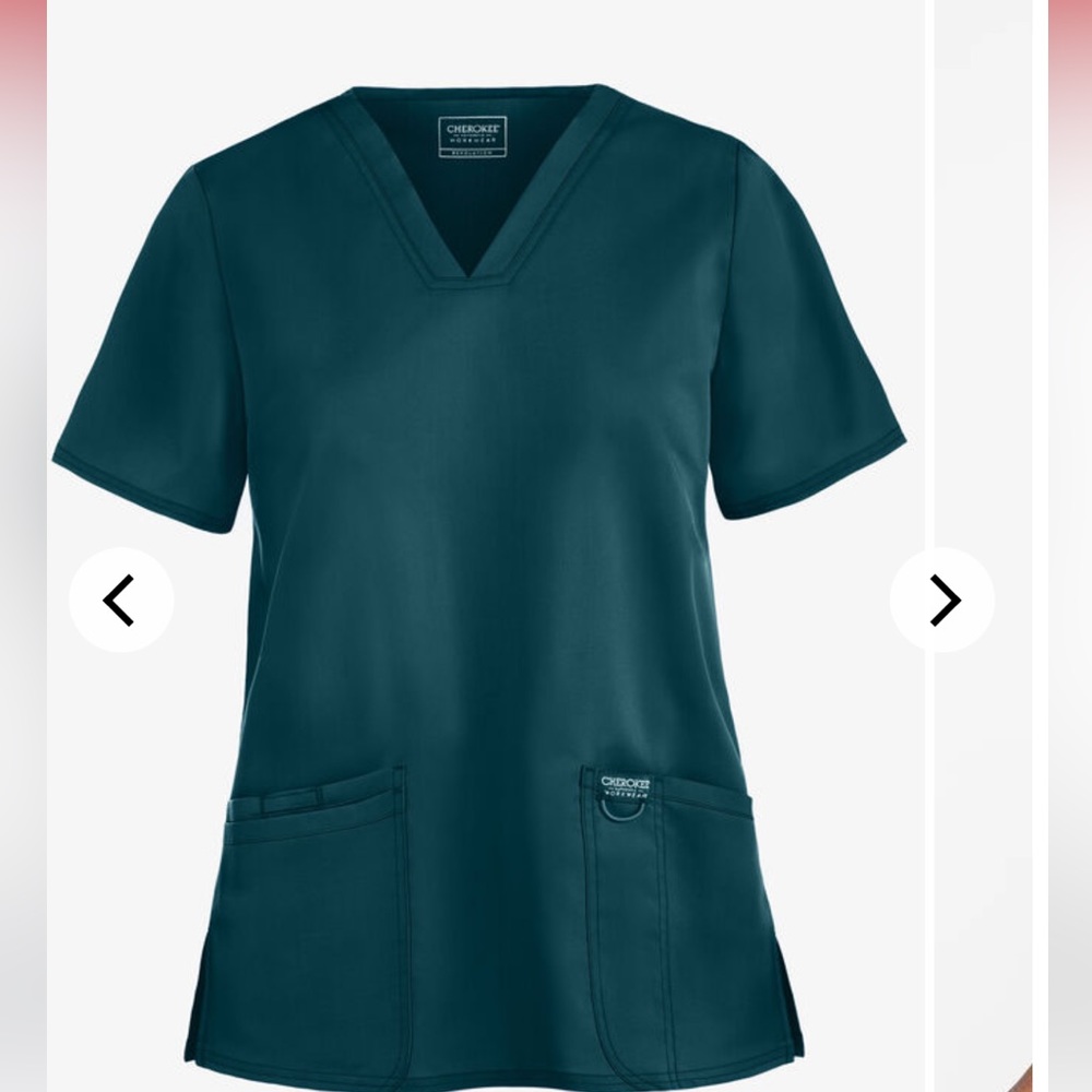 Cherokee Workwear Revolution Women's 3-Pocket STRETCH V-Neck Scrub Top Sz. med